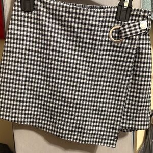 Justice Black and White Gingham Mini Skirt